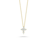 18K Yellow Gold 0.11ctw Diamond Cross Pendant Necklace