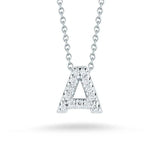 18K White Gold 0.06ctw Diamond Initial "A" Necklace
