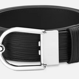 Montblanc 198634 Horseshoe Buckle Printed Black/Plain Black 35 MM Belt