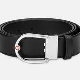 Montblanc Horseshoe Buckle Black 35 mm Leather Belt 198636