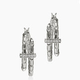 Sterling Silver 0.12ctw Diamond Hoops Earrings