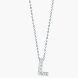 18K White Gold 0.03ctw Diamond Initial "L"  Pendant Necklace