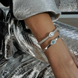 14K White Gold 0.68ctw Diamond Life In Color Bangle