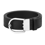 Montblanc 198634 Horseshoe Buckle Printed Black/Plain Black 35 MM Belt