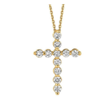 14K Yellow Gold 1.62ctw Diamond Cross Necklace