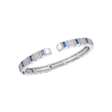 18K White Gold 1.20ctw & 1.0ctw Blue Sapphire Diamond Bangle