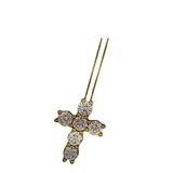 18K Yellow Gold 6.12ctw Diamond Cross Pendant Necklace