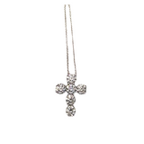 18K White Gold 6.06ctw Diamond Cross Pendant Necklace
