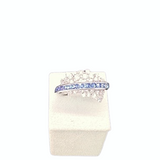 18K White Gold 0.88ctw Diamond & 1.46ctw Blue Sapphire Right Hand Ring