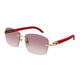 Cartier CT0039RS-001 58  Gold Finish Red C Decor Sunglasses