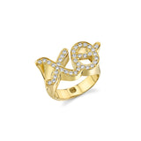 14K Yellow Gold 1.00ctw Diamond Initial Ring