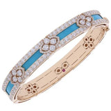 18K Yellow Gold 3.39ctw Diamonds & 8.33ctw Turquoise Bangle