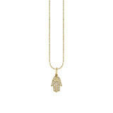 14K Yellow Gold 0.682ctw Diamond Hamsa  Charm