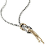 Steling  Silver & 18K Yellow Gold Love Knot  Y Shaped Necklace