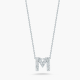 18K White Gold 0.08ctw Diamond Initial "M"  Pendant Necklace