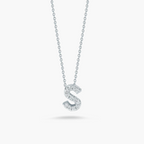 18K White Gold 0.05ctw Diamond Initial "S" Pendant Necklace