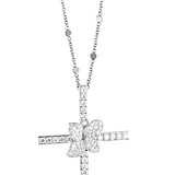 18K White Gold 1.45ctw Diamond Cross Necklace