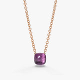18K Two-Tone 4.8ctw Amethyst Diamond Pendant Necklace