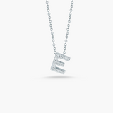 18K White Gold 0.06ctw Diamond Initial "E" Pendant Necklace