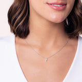 18K White Gold 0.11ctw Diamond Cross Pendant Necklace