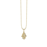 14K Yellow Gold 0.68ctw Diamond Baby Hamsa Charm