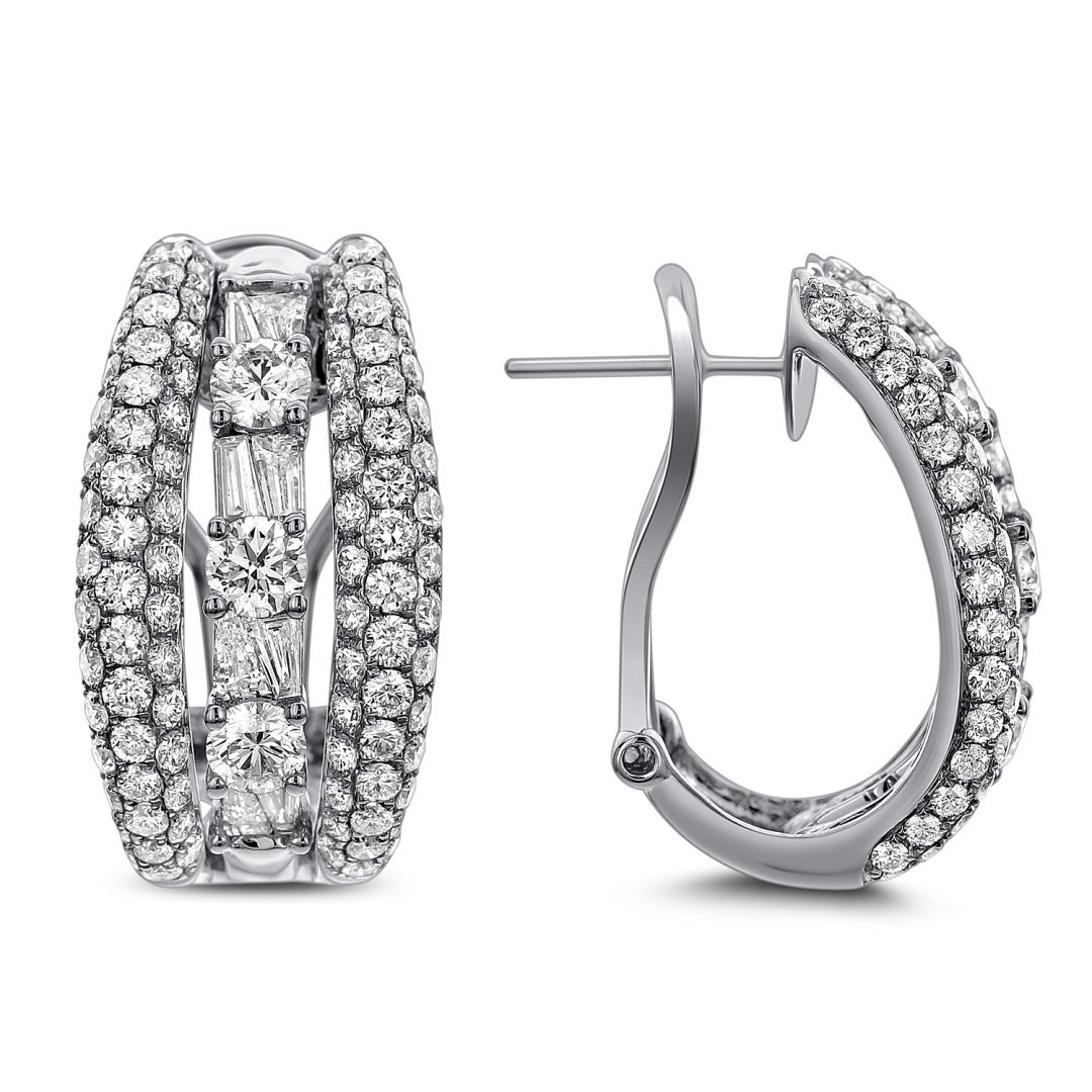18k Gold Baguette & Round Diamond Earrings Jewels in Paradise Aruba