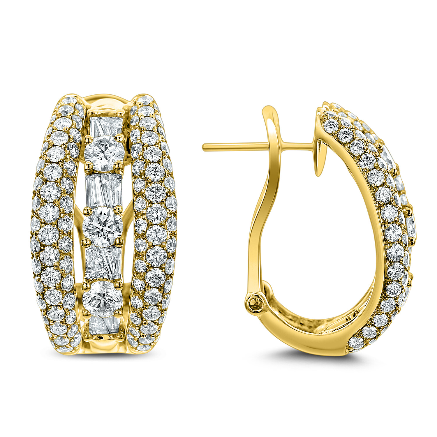Second Hand 18k Gold Baguette Diamond Earrings  RH Jewellers