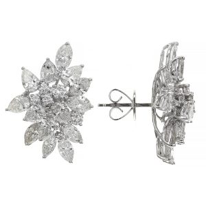 18k White Gold Mix Cut Diamond Flower Burst Earrings Jewels in Paradise Aruba