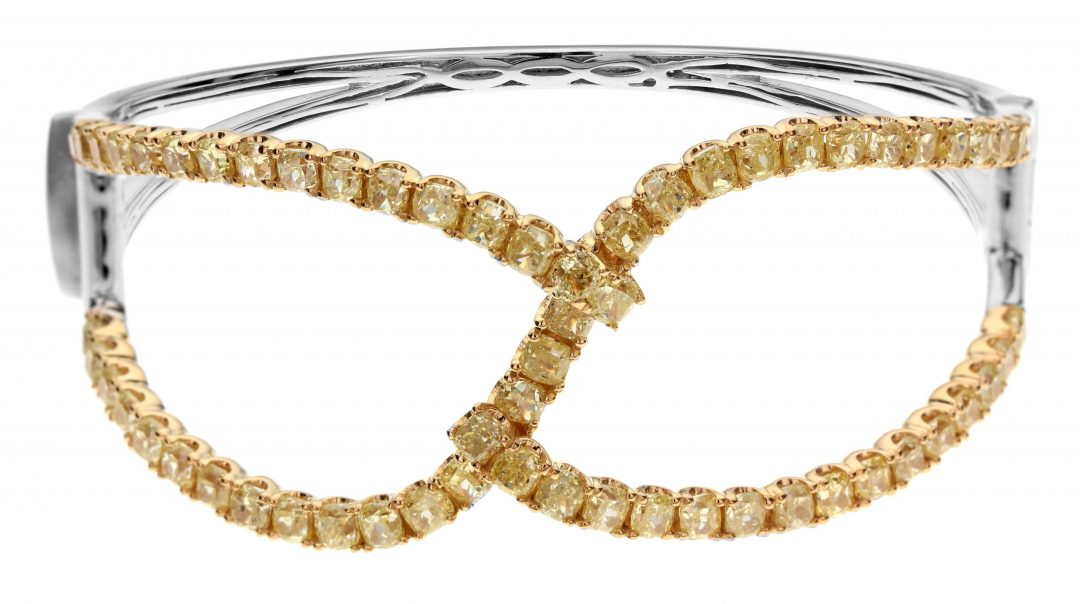 18k White & Yellow Gold Yellow Diamond Twist Bangle Jewels in Paradise Aruba