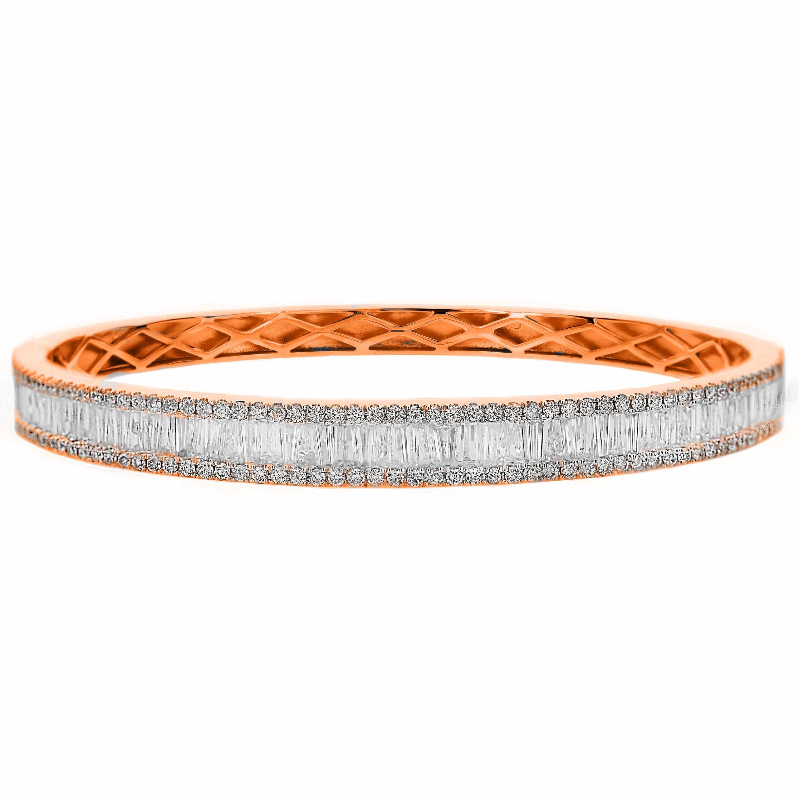 Baguette & Round-Cut Diamond Round-Link Bracelet 3 ct tw 10K White Gold  7.25