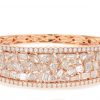 18k Gold Wide Fancy Cut 10ct Diamond Bangle Jewels in Paradise Aruba
