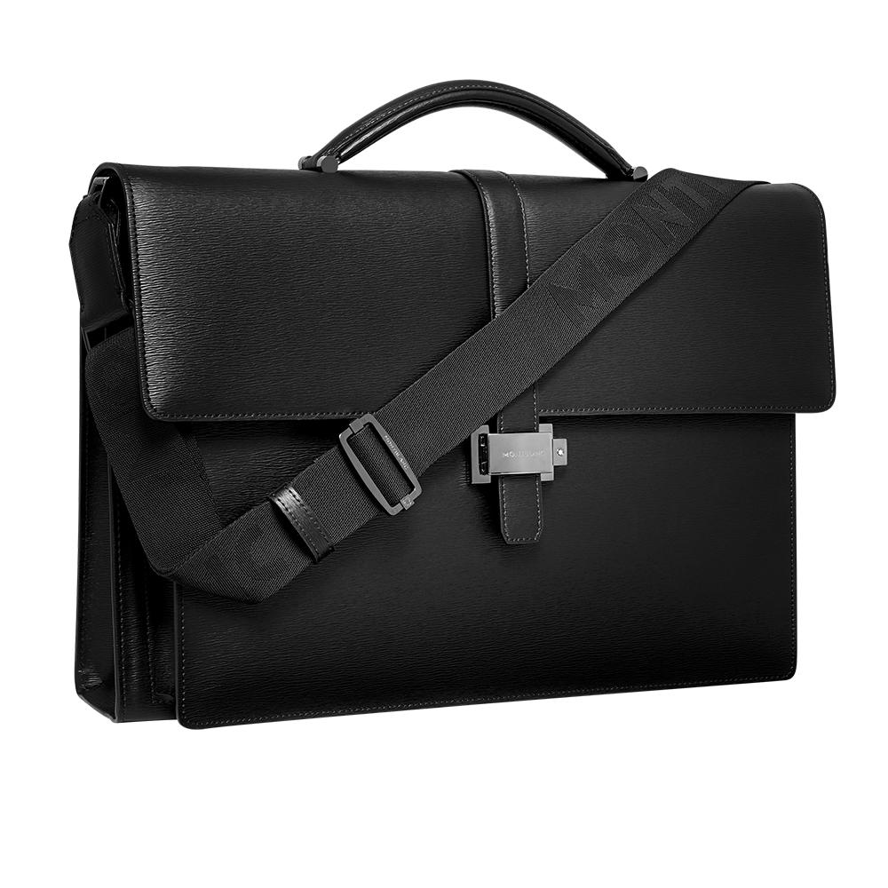 4810 Westside Double Gusset Briefcase / Black - Grey- Jewels in Paradise Aruba - Montblanc - 114679
