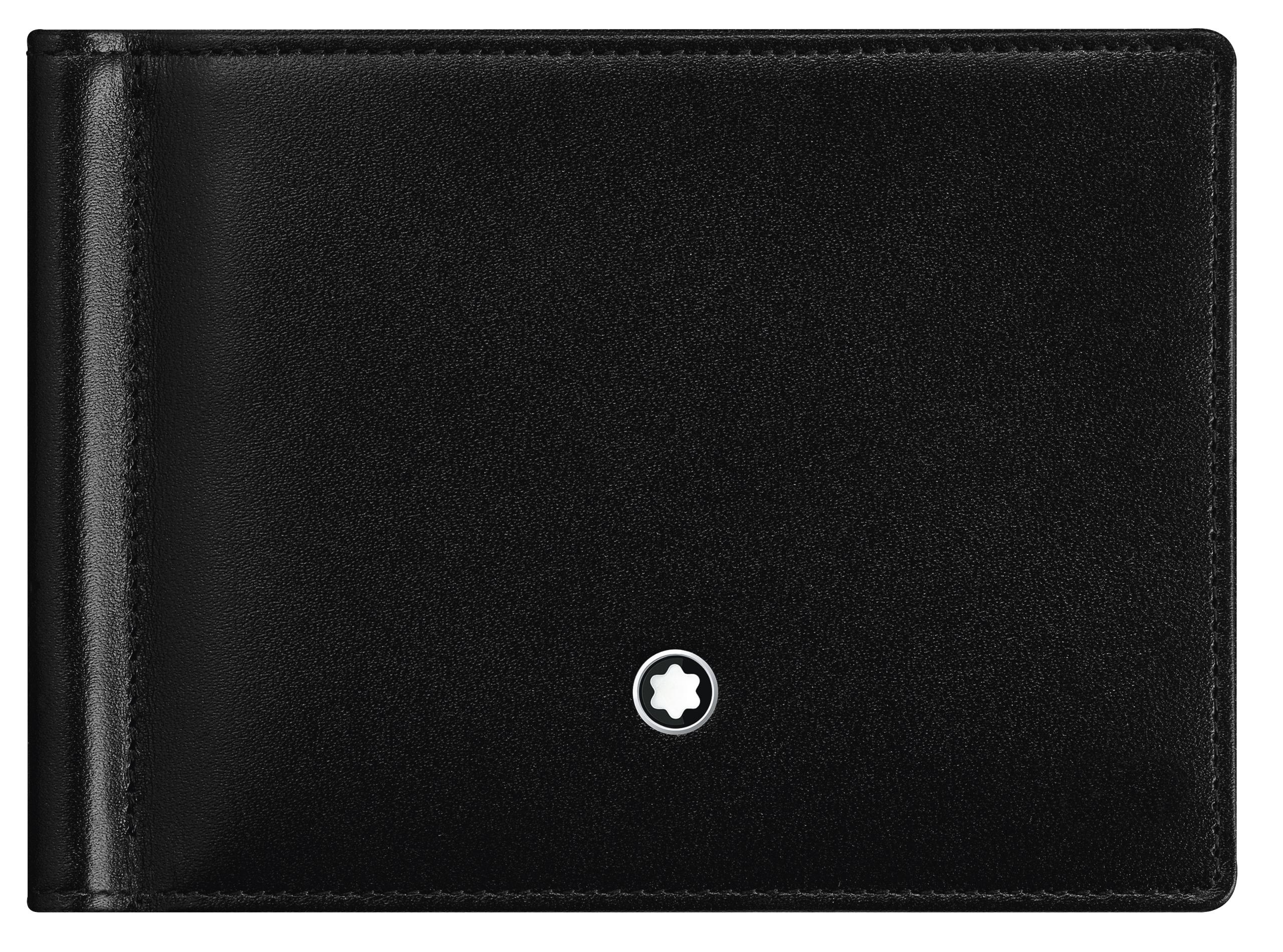 Montblanc Sartorial Black Leather Wallet with Money Clip 6 CC