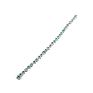 14k White Gold Tiffany Style White Diamond & Emerald Tennis Bracelet Jewels in paradise aruba