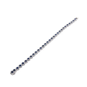 18k White Gold Tiffany Style White Diamond & Blue Sapphire Tennis Bracelet Jewels in paradise aruba