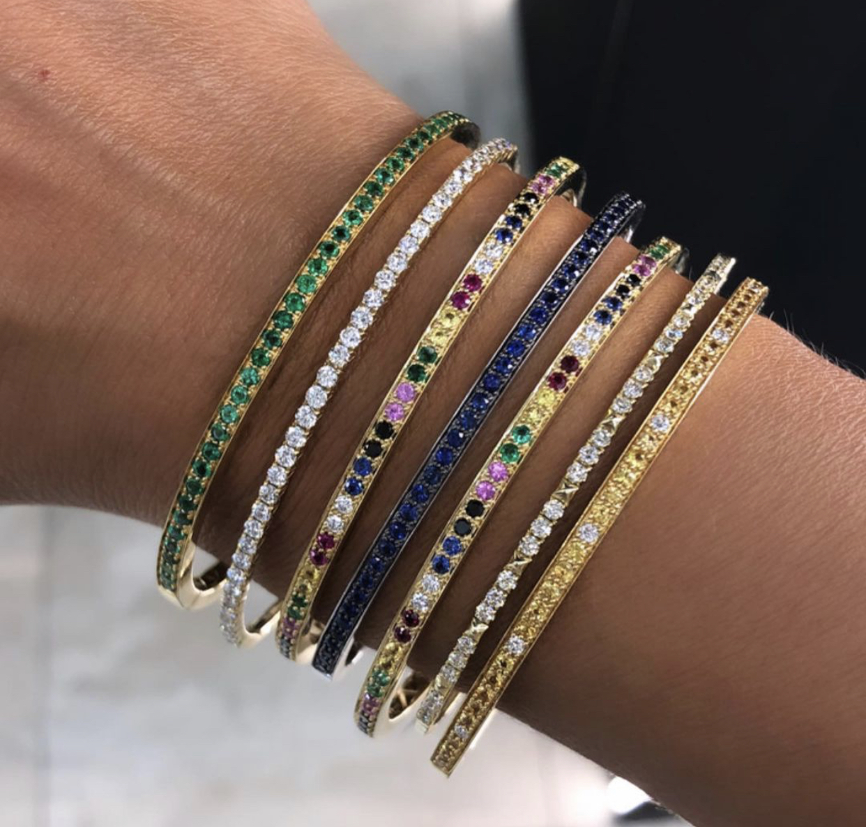 Daria Aquamarine/Light Sapphire Bracelet in Gold | Collen and Claree