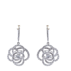 18k White Gold Vera Wang Inspired Diamond Flower Drop Earrings Jewels in paradise Aruba
