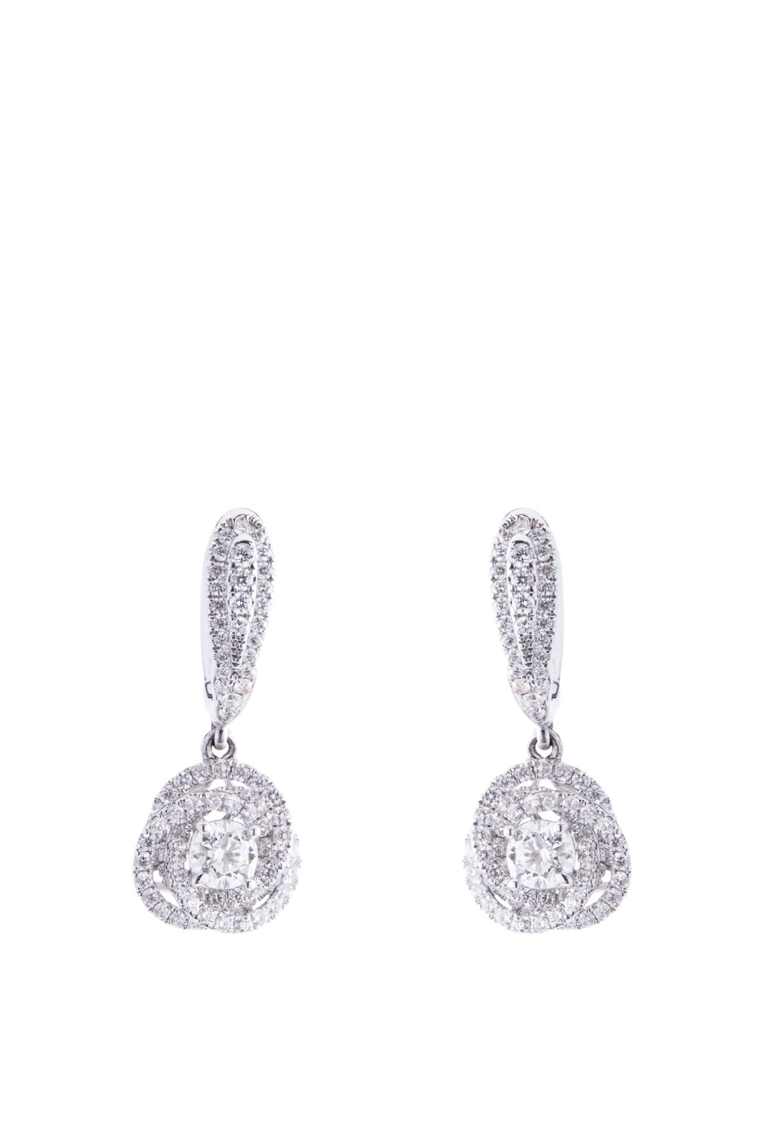 18k White Gold Rose Diamond Drop Earrings Jewels in Paradise Aruba