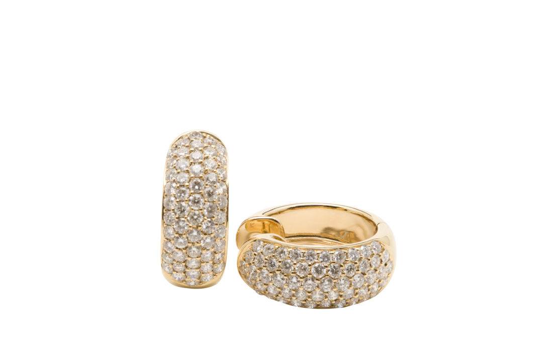 18k Yellow Gold 2ct Pavé Diamond Huggie Earrings Jewels in Paradise Aruba