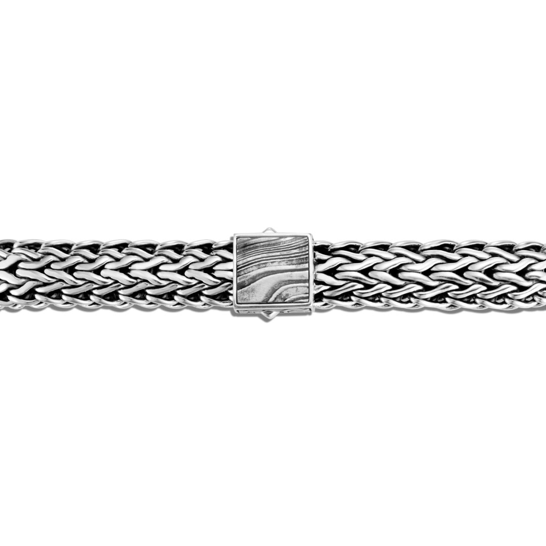 Classic Chain 11MM Bracelet in Silver and Damascus Steel John Hardy Jewels in Paradise Aruba BM90502STL