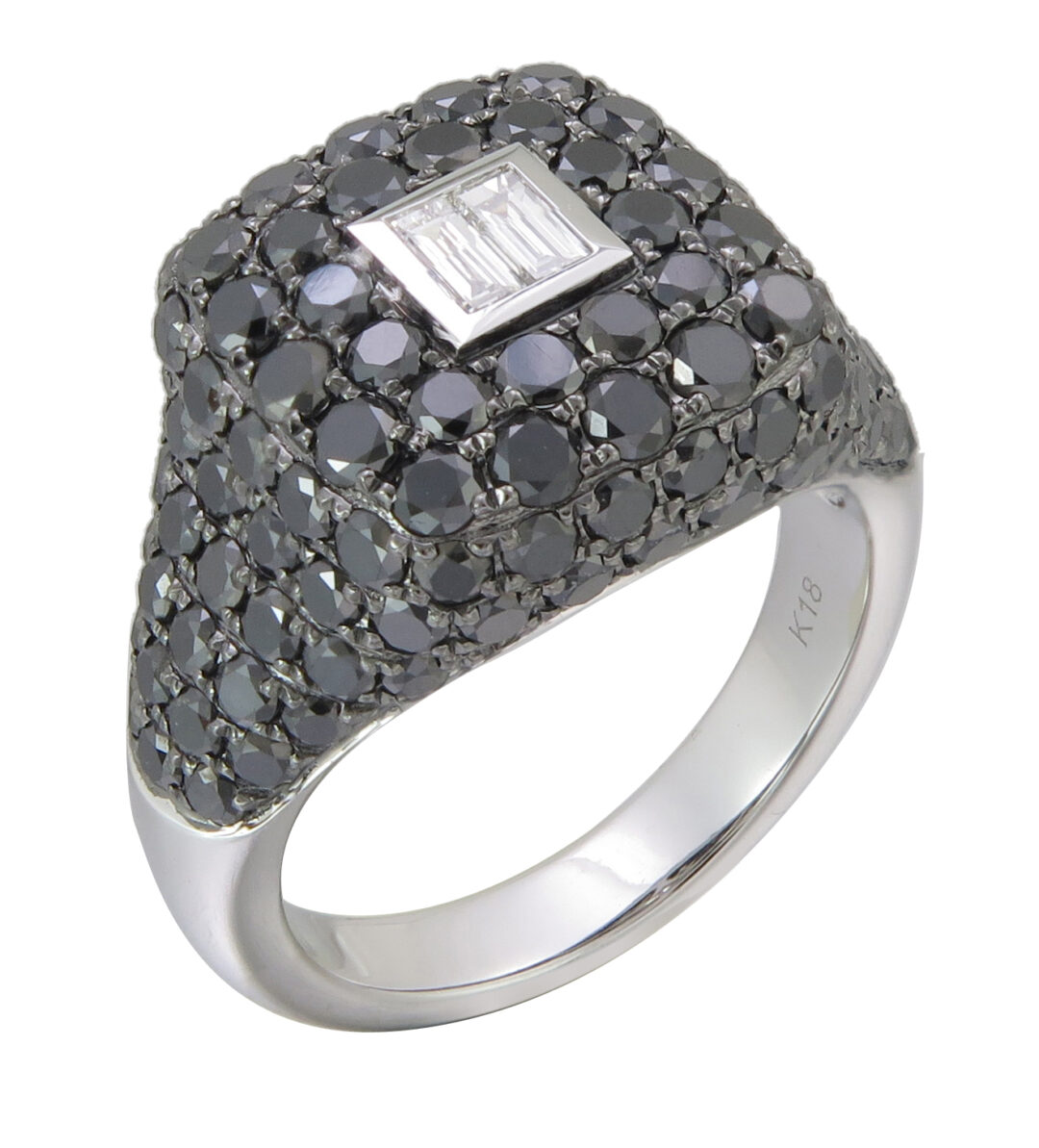 18k White Gold Square Black Diamond Pinky Ring Jewels in Paradise Aruba