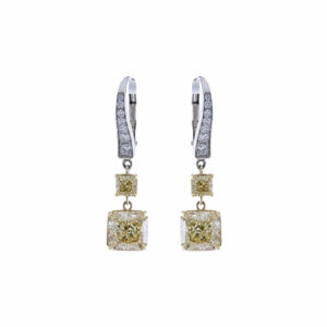 18k Gold White & Yellow Diamond Double Dangling Earrings Jewels in Paradise Aruba