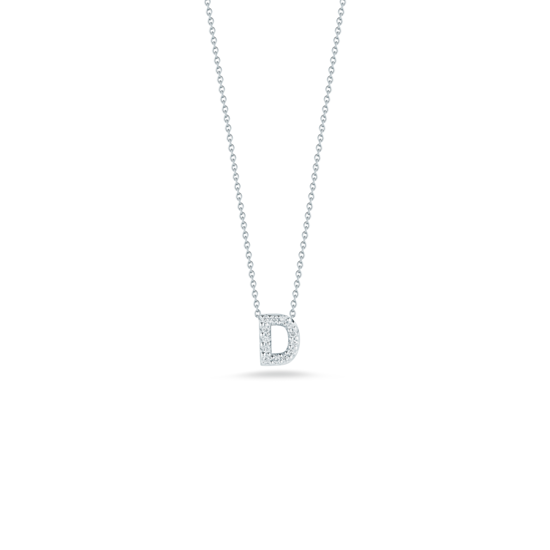 18k Gold Love Letter D Pendant with Diamonds Roberto Coin Jewels in Paradise Aruba 001634AWCHXD
