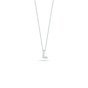 18k Gold Love Letter L Pendant with Diamonds Necklace Roberto Coin Jewels in Paradise Aruba 001634AWCHXL