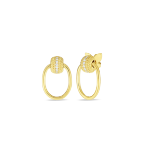 18k Opera Textured Small Doorknocker Earring with Diamonds Roberto Coin Jewels in Paradise Aruba 7772806AYERX