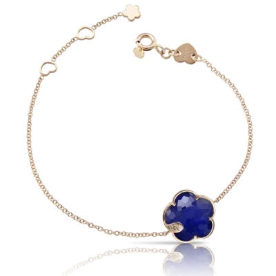 Pasquale Bruni 18k Rose Gold Diamond with Lapis Lazuli & Rock Crystal Petit Joli Lunaire Bracelet
