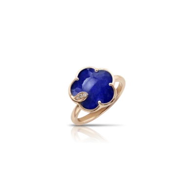Pasquale Bruni 18k Rose Gold, Diamond with Lapis Lazuli & Rock Crystal Petit Joli Lunaire Ring
