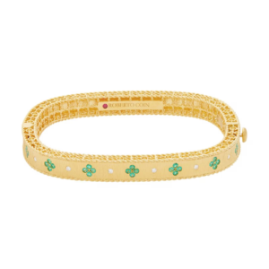 18k Yellow Gold Exclusive Venetian Princess Color 0.33cttw Emerald and Diamond Bangle