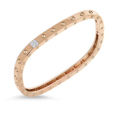 18K Rose Gold Pois Moi 1 Row Square Bangle With Diamonds