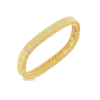 18K Yellow Gold Princess Satin Fleur De Lis Diamond Slim Bangle